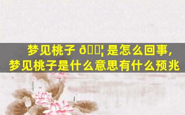 梦见桃子 🐦 是怎么回事,梦见桃子是什么意思有什么预兆